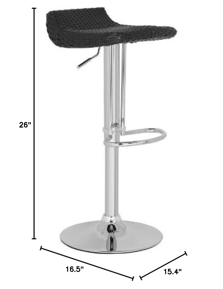 Safavieh Home Collection Juji Butaco con asiento giratorio ajustable de mimbre negro y elevador de gas 24-32.5 pulgadas miniatura 3