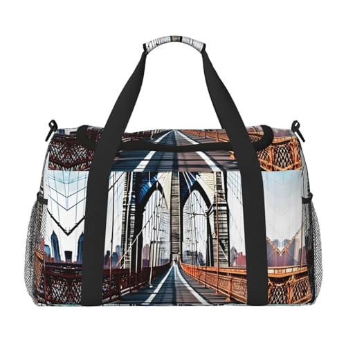 Sac de sport imprimé pont de Brooklyn noir ultra léger