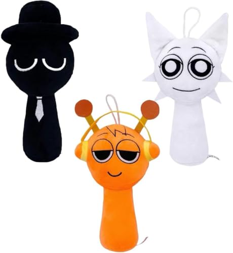 jialeih 8Inch Sprunki Plush Toy 3Pcs Set Funny Sprunki Plushies for Games Fans Super Soft Collectible Stuffed Toy Christmas Birthday Gifts for Boys Girls and Fans (3Pcs-1)