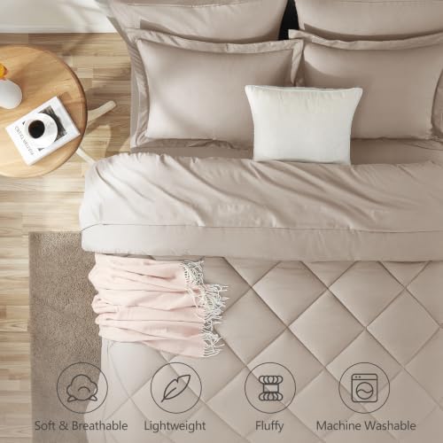 Image of CozyLux King Size Comforter Set Linen - 7 Pieces Bed in a Bag King, Luxury Soft Bed Set for All Seasons, Bedding Set with Down Alternative Comforter, Sheets, Pillowcases & Shams