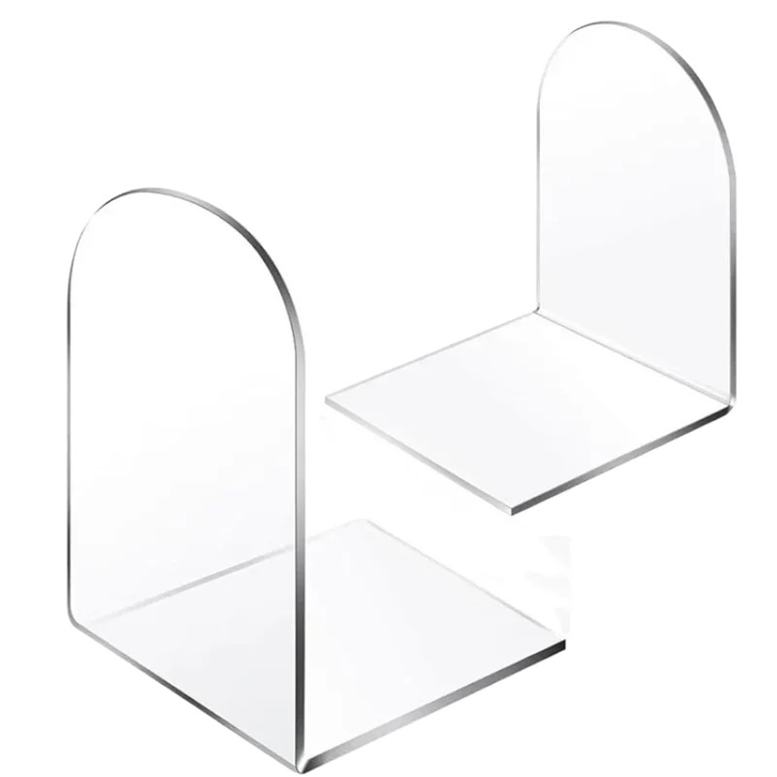 6Pcs Transparent Bookends Stand Bookshelf Desktop Decorative Storage Rack Bookend Book Holder Organizer School Stationery for Book(Size2)