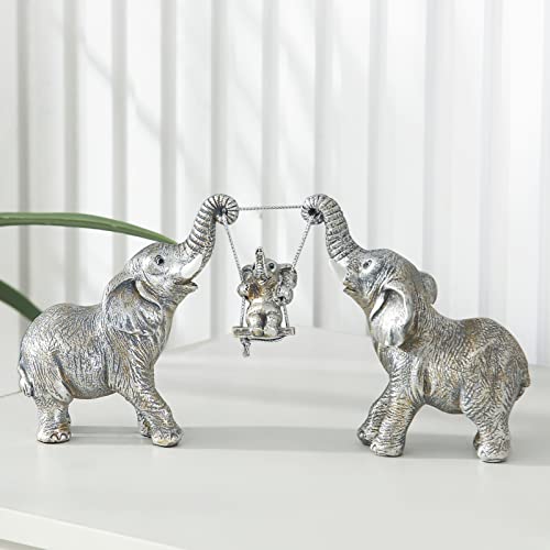 Elephant Statue.silver Elephant Decor For Women,Mom Gifts.elephant Figurines Brings Good Luck, Health, Strength.decoration Ornaments For Living Room,Table Centerpiece, Shelf, Office Decor (Silver) #TOP5