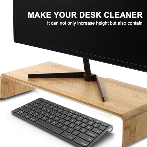Support écran ordinateur bambou rehausseur solide bureau sans tiroir - 6