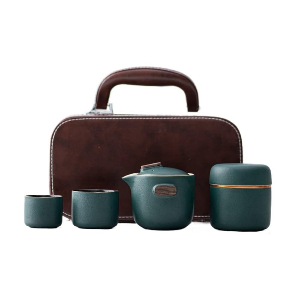 Puszka na herbatę Ceramic Tea Storage Jar Home Office Teapot Tea Cup Creative Portable Outdoor Travel Tea Gift Box Set Puszka na herbatę(C)