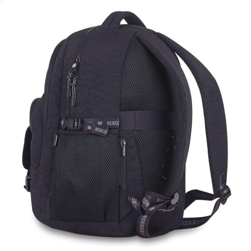 Mochila Rebecca Bonbon de Costas Nylon Crinkle Grande Escolar (Preto)