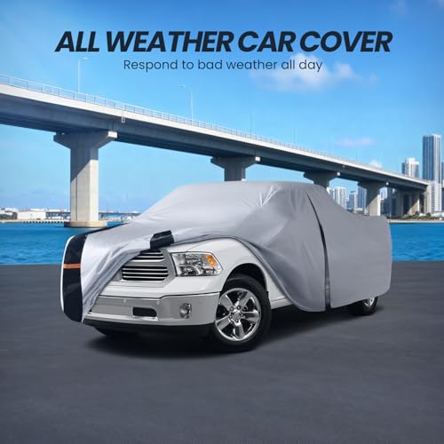Image of Multi-Layer Dodge Ram 2500 Truck Cover, Custom Fit Ram 2500 2002-2026 Crew /Quad Cab Long Bed(8.1') Car Cover Waterproof All Weather, Full Exterior Cover Rain Wind Dust and UV Protect with Door Zipper