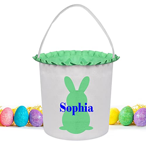 VAPCUFF Personalized Easter Basket for Boys & Girls - Green, Classic Style with Built-in Handle