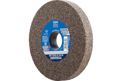 PFERD 61742 Rueda de molienda de banco, óxido de aluminio, 6 cm de diámetro, 3/4' de grosor, agujero de eje de 1', grano 80, 4140 rpm máximas