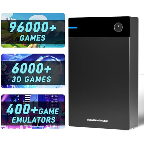 Kinhank 12tb Retro Game Hard Drive with 96000+ Games Retro Game Consoles Compatible with 400+ Emulators 6000+3D Games Portable Game Hard Drive Disk Compatible with Win 7/8/10/11