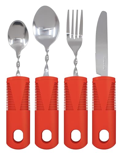 Carex Adaptive Utensils, Built Up Utensils for Adults, Silverware for Parkinsons Patients, Arthritis, Arthritic Hands