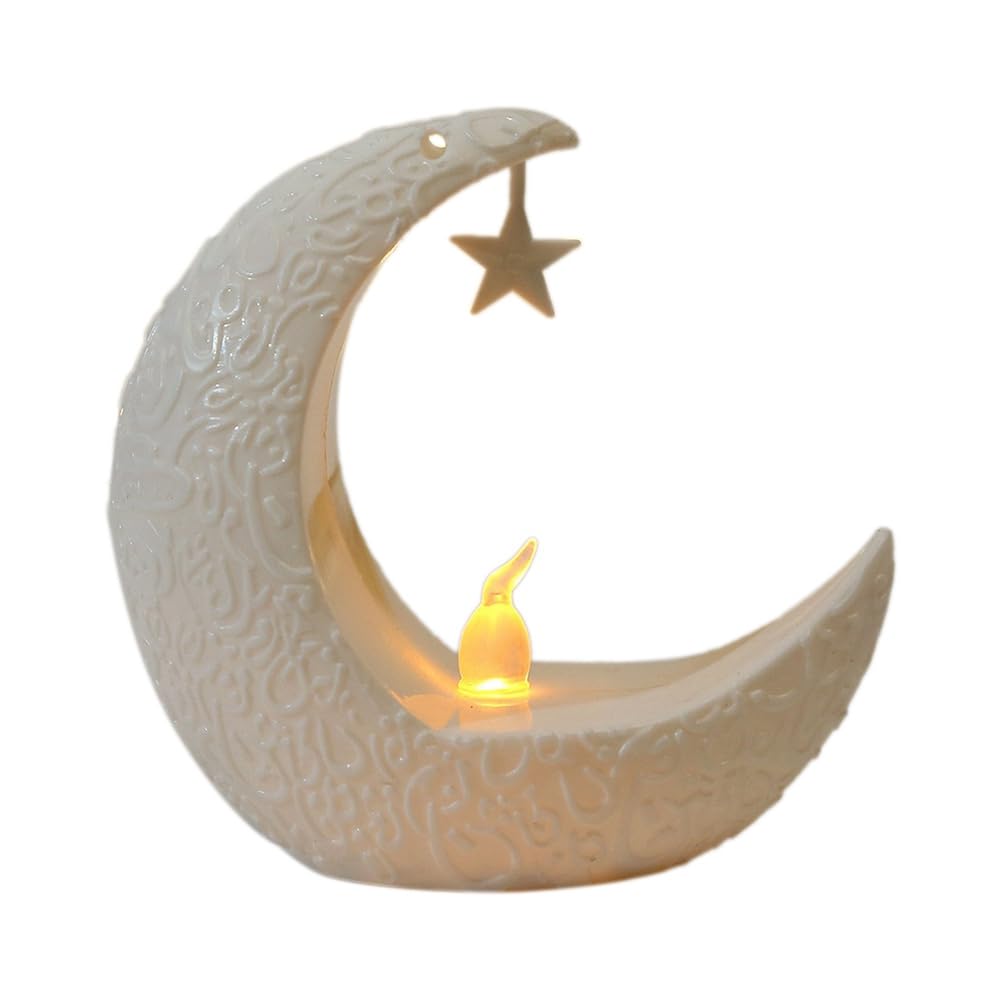 CTRLZS Moon Candlestick Ramadan Festival Home Decoration Wind Party Lantern Candle Electronic Desktop Lamp Fashion B