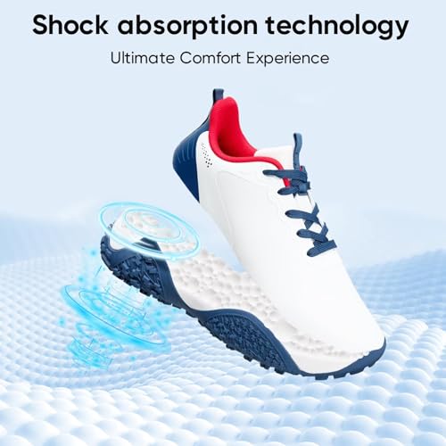 TEOHRW Mens Wide Golf Shoes Spikeless Waterproof Lightweight Outdoor Golf Sport Training Sneakers Blue by TEOHRW - Used condition - Image 3