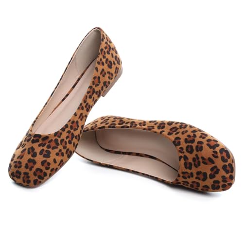 Image of ChaiRong Zhou Women Square Toe Ballets Flats Comfort Slip On Walking Shoes for Driving