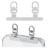 スマホストラップホルダー 【 2口タイプ ・傷防止フィルム付き・360°回転式】携帯ストラップホルダー ステンレス鋼 メッキ仕上げ 薄型 丈夫10kgまでの荷重 全機種対応 充電影響なし 落下紛失防止 (360回転-銀)