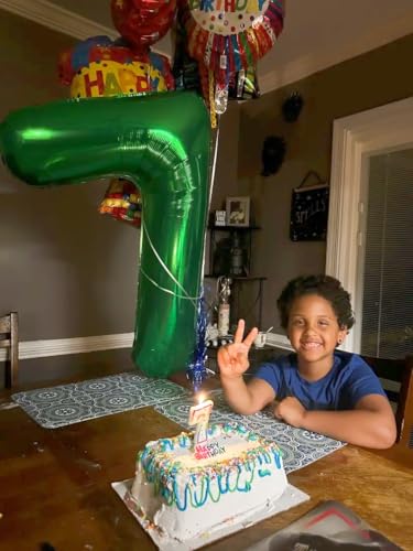 Image of Dark Green Number 7 Balloon 40 Inch, 7th Birthday Party Decorations, Giant 7 Foil Balloon for Party Supplies