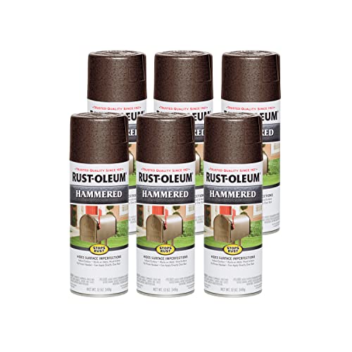 Image of Rust-Oleum 210880-6PK Stops Rust Hammered Spray Paint, 12 oz, Brown, 6 Pack
