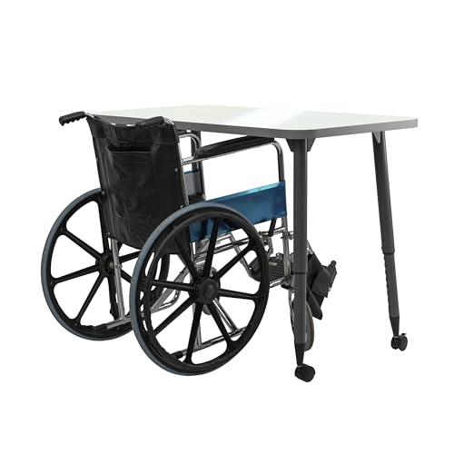 Image of Adapte Commercial Dry-Erase Classroom Activity Table - 24 inch x 48 inch Rectangle Whiteboard, ADA Compliant Tapered Legs, Glides & Casters Adjustable Height 22-34 inch Wheelchair Accessible, School Furniture