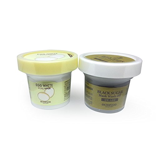 [Skinfood] Skinfood Black Sugar Mask Wash Off 3.53oz(100g)+Egg White Pore Mask Wash Off 4.40oz(125g) Set