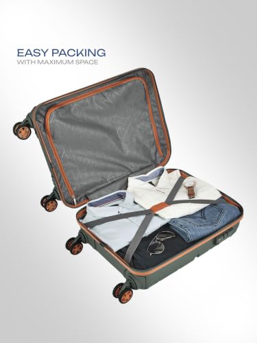 Image of Safari Benson Medium 8 Wheels 66cm Check-in Trolley Bag Hard Case Polypropylene 360 Degree Wheeling System Luggage, TSA Approved Lock, Trolley Bags for Travel, Suitcase for Travel, Sage Green