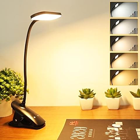Esbaybulbs Clip on Light Reading Lights, 36 LED USB Desk Lamp with 5 Color, Eye Protection Book Clamp Light, Perfect for Video Conference Lighting, Desk, Bed Headboard and Computers (Black) Cover