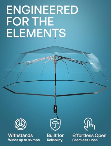 Image of VOGARD Windproof Travel Umbrella, Compact Auto Folding Umbrella for Rain & Sun, Strong Frame Lightweight Portable Umbrella for Men & Women