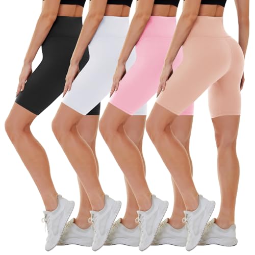 Image of CAMPSNAIL 4 Pack Biker Shorts for Women High Waist - 5 inch /8 inch Tummy Control Soft Athletic Yoga Workout Running Gym Shorts