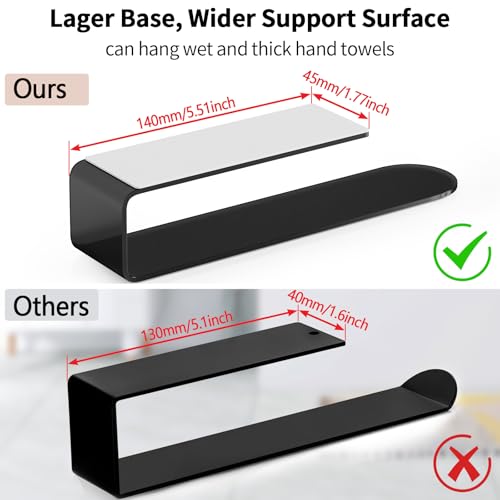 Hand Towel Holder, Self Adhesive Towel Racks for Bathroom Wall Mounted, 8 Inch Square Hand Towel Bar Stick on Wall for Kitchen Cabinet RV, Black (2 Pack) - Image 2