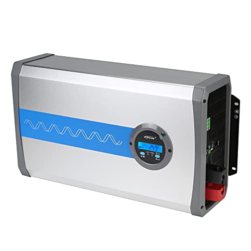 3000W Inverter Pure Sine Wave Inverter for 12V Battery Lead-Acid and Lithium Battery Off Grid DC to AC Converter Inverter LED Display Remote Control USB Port Support Single Phase 220Vac Output