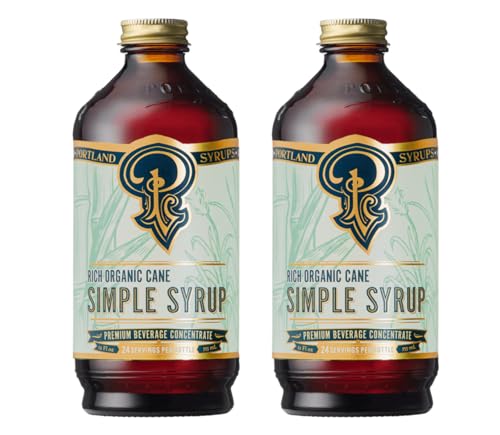 Image of Portland Syrups Organic Cane Simple Syrup - Drink Mix for Exceptional Cocktails, Sugar for Drinks, for Coffee, Mocktails, Baking, 12 oz, 24 Servings - Pack of 2