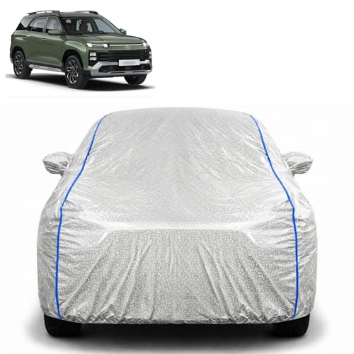 Image of Waterproof Car Cover for Hyundai Alcazar | All Weather Protection | UV Resistant & Dustproof | Soft Cotton Lining to Prevent Scratches | Triple Stitched with Mirror Pockets & Elastic Hem