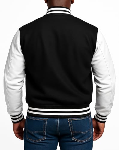 Image of Mens Varsity Letterman Baseball Bomber Jacket | Casual Fashion Wool & Faux Leather College /High School Jackets