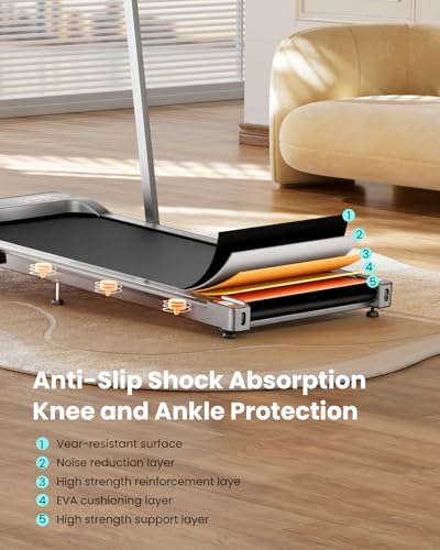 Image of Abonow Portable Walking Pad with Handle Bar for Home & Office, 2 in 1 Under Desk Treadmill with 8% Incline, 2.5HP Small Foldable Compact Treadmills Walking Machine, LED Display, 265 LBS