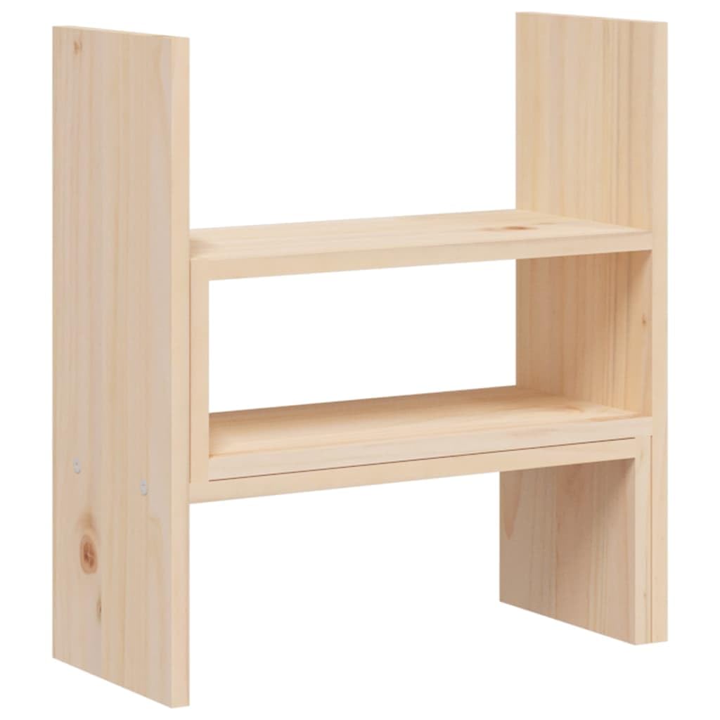 Supporto per monitor in legno di pino massiccio, 39-72 x 17 x 43 cm, regolabile in altezza, con ripiano e cassetto, supporto ergonomico per PC, per ufficio, casa, gaming e laptop