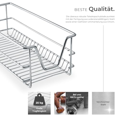 TecTake Teleskopschublade Küchenschublade Schlafzimmerschublade – Diverse Größen – (Passend für 30cm | Nr. 402014) - 3