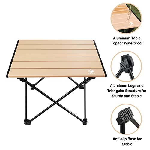 Image of VILLEY Portable Camping Side Table, Ultralight Aluminum Folding Beach Table