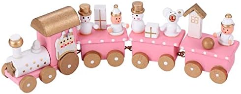 4 secciones de tren de madera de Navidad, decoración de mini tren para decoración de fiesta de cumpleaños de Navidad