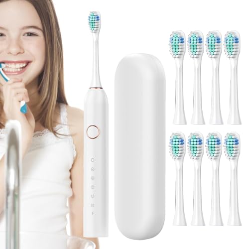 Monozoz Cepillos de dientes eléctricos para viajes, cepillos de dientes recargables con estuche, cepillo de dientes eléctrico con estuche | Cepillo de dientes recargable 40000 VPM, carga rápida, 3