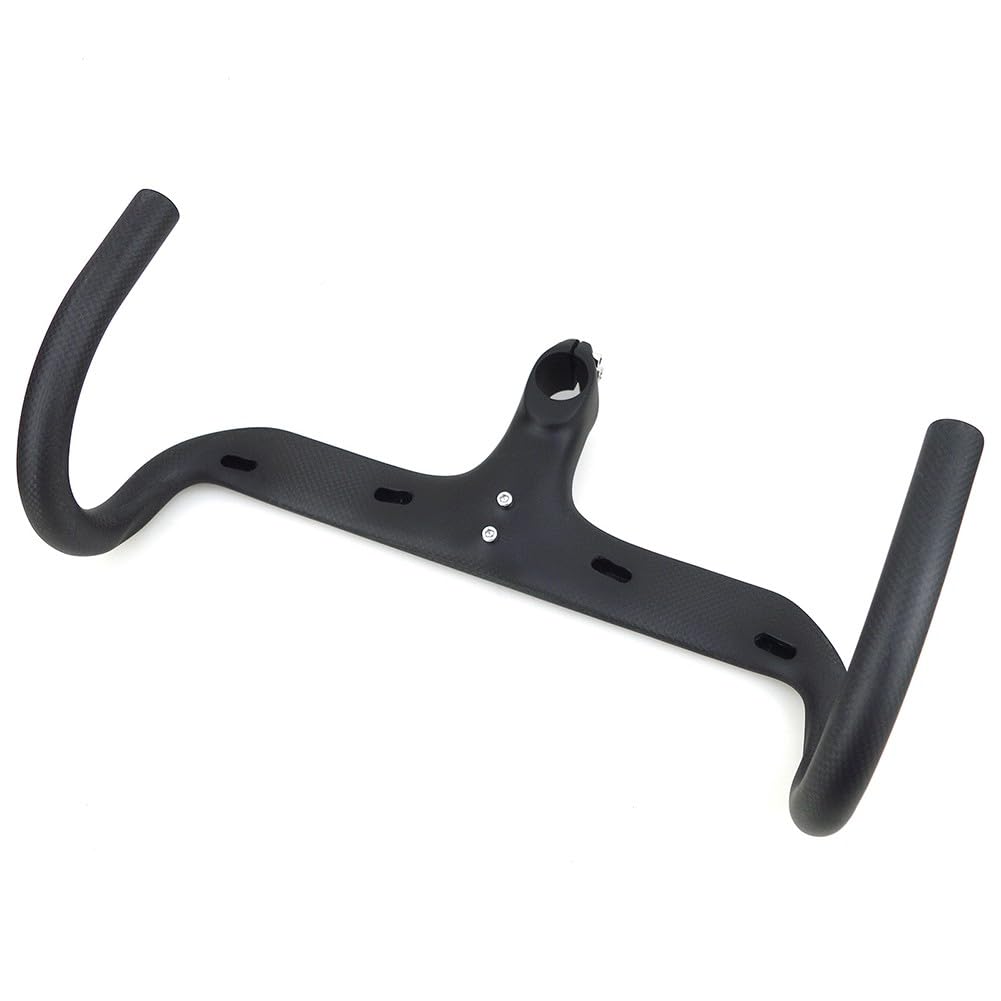 FACAIIO Guidon intégré en fibre de carbone pour vélo de route, potence de 28,6 mm, angle de -6°, barre de vélo de course légère de 315 g
