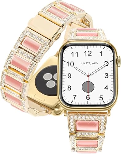 Image of Zitel Bling Rhinestone Metal Band Compatible with Apple Watch Straps for Women Girls Sparkling Shiny Wristbands