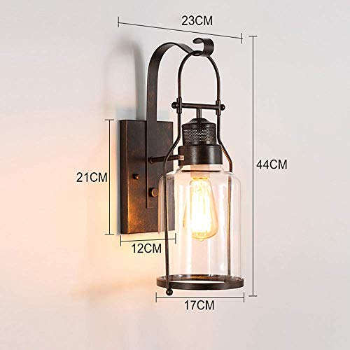 Lámpara de pared de estilo retro E27 con elegante pantalla de vidrio para bar 3