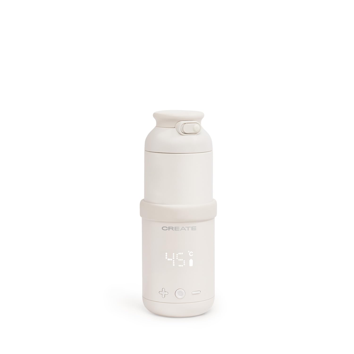 CREATE/BABY PORTABLE MILK WARMER/Thermos chauffe-lait et eau pour biberons blanc cassé/Sélecteur de température, pour lait maternel et lait en poudre, capacité de 310 ml, sans BPA/PFOA, 35 W