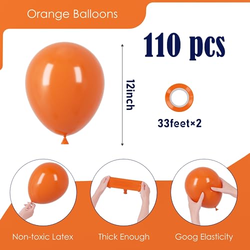 Image of Voircoloria 110pcs Orange Balloons 12inch Burnt Orange Latex Party Balloons for Thanksgiving Day, Fall Theme Party, Wedding, Birthday, Halloween, Baby Shower, Anniversary Party Decorations