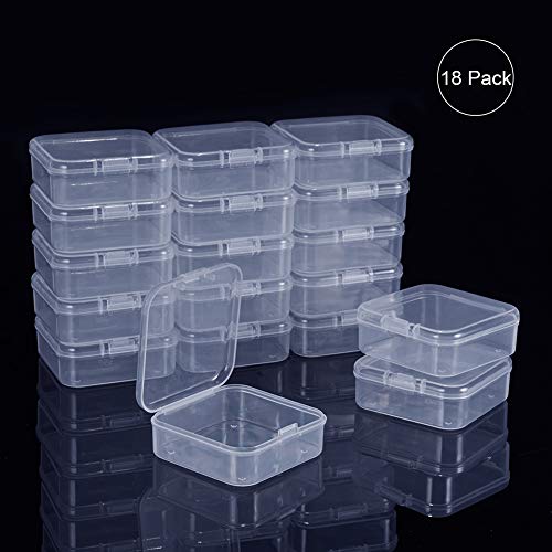 Image of BENECREAT 27 Pack Mixed Size Rectangle Mini Clear Plastic Bead Storage Containers Box Case with lid for Items,Pills,Herbs,Tiny Bead,Jewerlry Findings, and Other Small Items