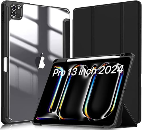 Robustrion for iPad Pro 13 inch M4 Cover Case (M4) 2024 with [Pencil Holder] [Transparent Back] Hybrid Case Cover for iPad Pro 13 inch [Auto Sleep Wake Support] - Black (B0D42FC2K3) Amazon Price History, Amazon Price Tracker