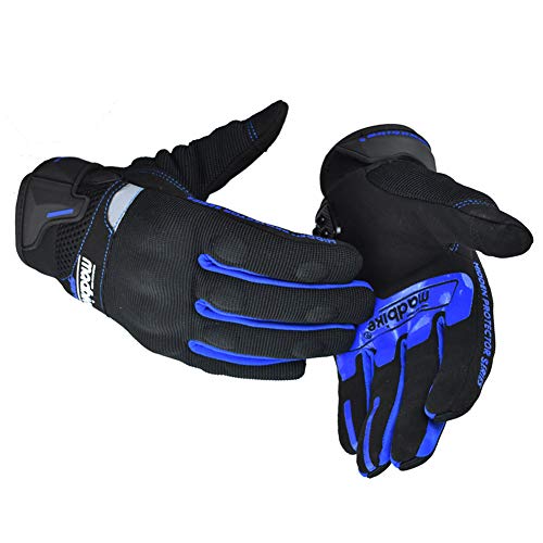 Gants de Moto, Gants d'été Full Finger Tech Touch Airsoft Sports de Plein air, Cyclisme,Blue,XL Cover