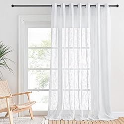 Modelos De Visillos Para Dormitorios PONY DANCE Cortina Translúcida Salon Cortinas con Aspecto de Lino Cortinas Grandes para Ventanas Cortina y Visillo Dormitorio Blanco 1 Pieza, 254x260cm(AnchoxAlto), Blanco
