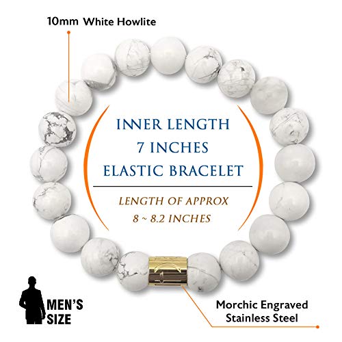 Morchic 10mm Natural Stone Mens Stretch Bracelet, Genuine Energy Semi Precious Gemstone Beads Classic Birthday Gift 8 Inch3