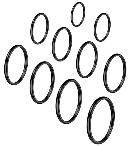 VELESAY Pack of 10 Rings Silver Women's Stackable Knuckle Rings Set Stainless Steel 2 mm Plain Thin Knuckle Ring Midi Band Rings Stacking Rings Finger Rings Stainless Steel Ankle Rings Set Women's