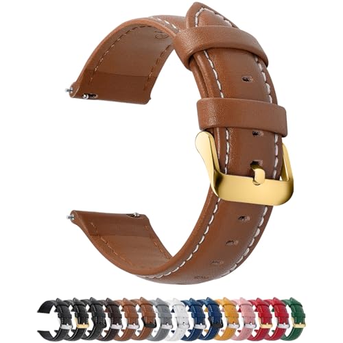 Image of Fullmosa Watch Band, Quick Release Leather Watch Strap Compatible with Samsung Galaxy Garmin for Men Women, Replacement Bands Width 12mm 14mm 16mm 18mm 19mm 20mm 21mm 22mm 24mm