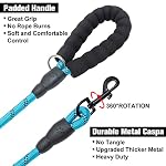 Heavy Duty Rope Dog Leash 6 Pack, 6FT Nylon Pet Leash with Reflective Thread, Soft Padded Handle Thick Lead Leash for Large Medium Dogs Small Puppy,3/8inch X 5 FT (18~120 lbs) - Image 2